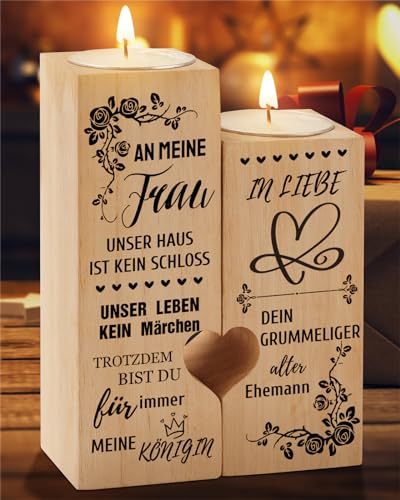 PRSTENLY Geschenk für Ehefrau, Kerzenständer Mit Ich Liebe Dich Geschenke für Sie Lieblingsmensch Frau Traumfrau zum Jahrestag Hochzeitstag Geburtstag Weihnachten Valentinstag