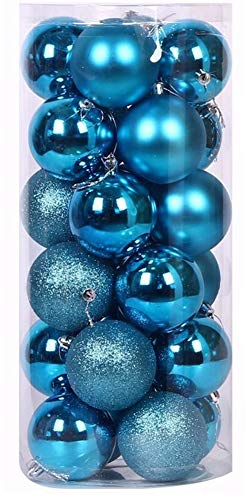6CM Weihnachtsdeko Weihnachtskugeln,24 Stücke Kunststoff Weihnachtsbaum Kugeln Christbaumkugeln Weihnachtsbaum Deko Anhänger Baumschmuck Ornamente Christbaumschmuck für Weihnachtsdekoration,Blau