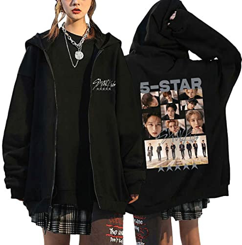 NCTCITY Donna Zip Up Felpe con Cappuccio Casual Sciolto Sweatshirts Oversize Stray Kids Outwear Y2K E-Girl Maglie Gotico Harajuku Giacche 5-Star Maniac NOEASY MIROH Hyunjin Han Felix Jisung