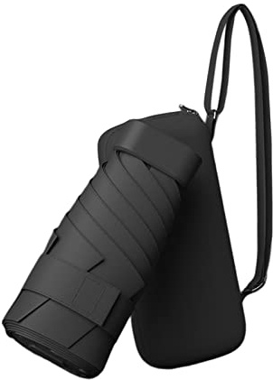 F Fityle Mini Regenschirm Sturmfest, Taschenschirm Leicht Klein, Manual Travel Taschenschirm mit Etui, Mini Folding Umbrella, Travel Umbrella Waterproof für Outdoor Reise, Schwarz