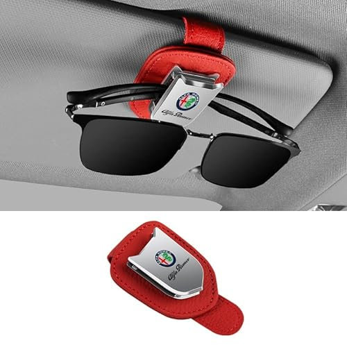 2 Pezzi Porta Occhiali per Auto, Supporto per Occhiali da Sole, Visiera Parasole per Auto Occhiali da Sole Clip per Alfa Romeo Giulietta Stelvio 159 156 157 166 147 GT 4C Mito Giulia Brera