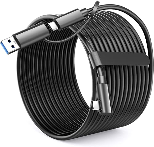 XZXWZX 2-in-1-Verbindungskabel kompatibel mit Oculus Mate Quest 3/Quest 2/Quest Pro/Pico 4 und VR-Zubehör, 5 m verbessertes Typ-C-Kabel, Hochgeschwindigkeits-Datenübertragungs-Ladekabel für VR-Headset