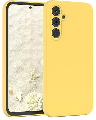EAZY CASE Premium Silikon Handyhülle kompatibel mit Galaxy A54 Slimcover mit Kameraschutz und Innenfutter, Silikonhülle, Schutzhülle, Bumper, Handy Case, Hülle, Softcase, Gelb