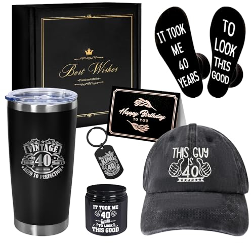 AYGE 40th Birthday Gifts for Men, 20 oz Insulated Tumbler Set - 40th Birthday Gifts for Him, Dad, Husband, Friends, Gift for Men Turning 40 Year Old