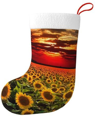 VANANI Weihnachtsstrümpfe mit Sonnenuntergang und Sonnenblume. Weich im Griff, langlebig. Verwendet für Familien-Weihnachtsdekoration und Urlaubsparty-Dekoration. Ca. 45,7 cm lang.