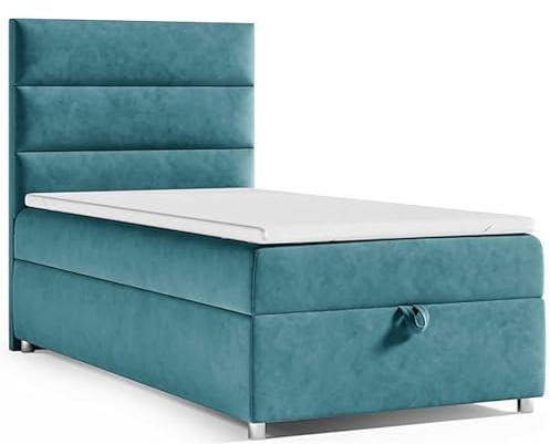 Best For Home Boxspringbett Trinity k-4 mit 7-Zonen Bonell-Federkernmatratze | Boxspringbett 100x200 | Boxsprintbett mit Matratze Und Stauraum | Polsterbett 100x200 - Lieferung bis Bordsteinkante