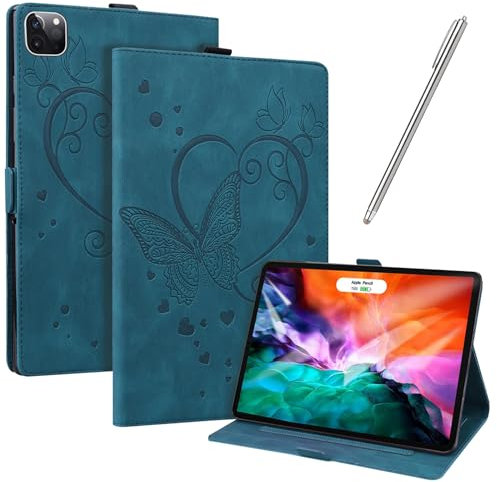 JayModCase Funda para iPad Pro 12,9-Pulgadas (6th/5th Generation, 2022/2021 Model), PU Protectora Carcasa con Función de Soporte, Ángulo de Pie Ajustable Función de Auto-Sueño/Estela (Azul)