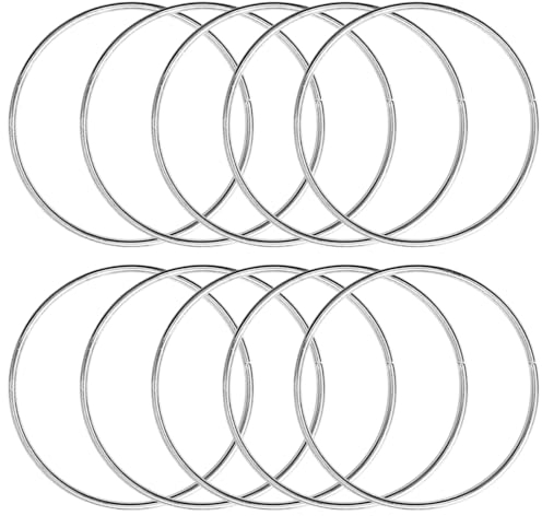 KALIONE Metallringe zum Basteln 10 Stück 20cm Silber Metallringe Metall Ringe Deko für Traumfänger Ring, Makramee Ring, Wickeltechnik, Floristik,Hochzeitskranz,Hoops