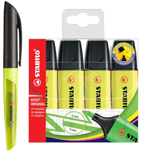 STABILO - Füller - Flow BOSS Edition in schwarz/gelb - Einzelstift - inklusive Patrone