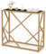 COSTWAY Console pour Entrée avec Plateau en Verre Trempé 80 CM, Table Console Cadre en Métal Doré, Design Géométrique, Console Meuble Moderne pour Salon, Couloir, Entrée, 80 x 30 x 75 cm