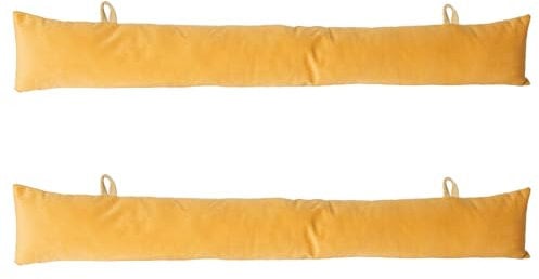 Nicola Spring Door Draught Excluder - 80 x 12cm - Yellow - 2pc - Velvet Indoor Decorative Wind Stopper Home Interior Air Strip Wind Seal Window Draft Snake Sound Blocker for Home, Office Doors