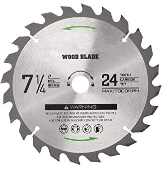 Lame HUIOP Lame de scie circulaire 7-1/4'' (185MM) Lame de scie circulaire à bois à pointe en carbure de tungstène 24 dents avec arbre de 20 mm pour la coupe du bois Vitesse maximale 7000 tr/min Direc