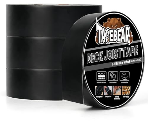 TAPEBEAR Cinta de Butilo Impermeable Autoadhesiva 40mmx15m, Cinta de Butilo para Reparación, Sellador Adhesivo Fuerte Extra para Cubiertas de Madera, Costuras, 4 Rollo