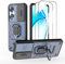 XINYEXIN Sliding Camera Cover per Oppo Reno 12 Pro 5G / Reno12 Pro 5G Custodia con Vetro Temperato Pellicola [2 Pezzi], Protezione Fotocamera, Anello Supporto, Antiurto Case - Blu scuro