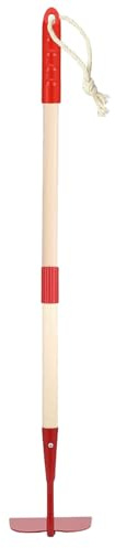 Xifando Azada de jardín para niños, pequeña azada de madera con cabeza de metal, 79 cm de longitud, para herramientas de trabajo de jardín (rojo)