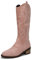 Remxi Stivali da cowboy da donna con tacco grosso e cerniera alla caviglia, stile western, scarpe da sposa, rosa, 36.5 EU