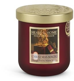 HEART & HOME - Bougie Parfumée à Base de Cire Naturelle de Soja pour la Maison - Petite jarre Magie de Noël - Durée de combustion 30h - Cadeau, Décoration et Parfum pour la Maison - Pot en verre