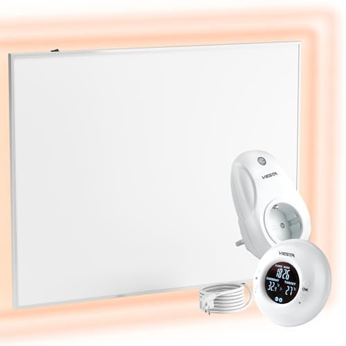 UMBRELLA® Infrarot Wandheizung mit Thermostat [FERNBEDIENUNG + WIFI STEUERUNG] – Infrarotheizung Wandmontage Heizkörper – Carbon Crystal Infrarot Paneel App steuerbar – (Modell TH20 Funk - 780W)