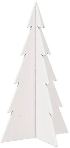 vidaXL Albero di Natale Decorativo Bianco 80 cm Legno Massello di Pino, Decorazione Albero di Natale in Legno, Albero di Natale, Albero Natalizio in Legno
