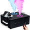 2000-W-Party-Rauchmaschine, 8+8 Farbsteuerbare LED-Lichter, Winkel Einstellbar, Konstante Temperatur, Mit Fernbedienung/Düse, Für Hochzeit, Party, Bühneneffekte,Black