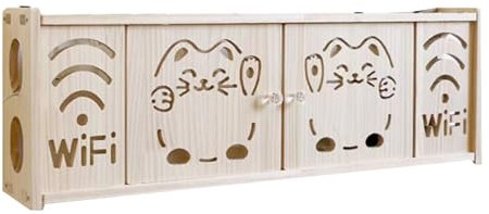 Massivholz Router Schrank,Wall Mounted WiFi Router Storage Box-Router Verstecken,Router Aufbewahrungsbox-Kabelbox,TV Set Top Box Organisator-Holz WiFi Dekoratives Router Regal(24 * 11.5 * 71cm)