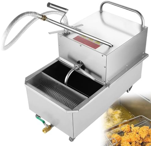 GESAIDES Macchina Filtrante per Friggitrice con Scarico Dell'olio, Filtraggio Dell'olio Mobile Commerciale da 550 W per Ristoranti, con Portata di 30 l/min, 65 l