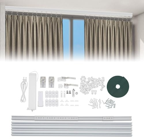 Gardinenschiene 1-läufig Vorhangschiene Deckenmontage, Intelligentes elektrisches Vorhang Schienensystem, Länge 2,16-4,2 Meter mit WiFi-Motor und Fernbedienung