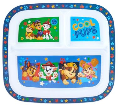 Paw Patrol 3-Section Children's Divided Plate - BPA-Free, Durable & Colorful Dining for Toddlers and Children, Perfect for Balanced Meals