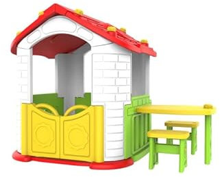 Colibrì - Playhouse Casetta Gioco Bambini Esterno Plastica Soffiata Resistente Casa Giochi Per Bambini Da 3 Anni Giardino Spaziosa Con Tavolo E Sedie Giochi Creativi Sicura Design Realistico