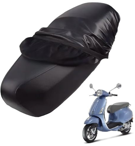 generisch Leder-sitzbezug Motorrad kompatibel mit Vespa Primavera 50 2014-Present,Roller sitzbankbezug,wasserdicht,regendicht,staubdicht und sonnenfest (Black)