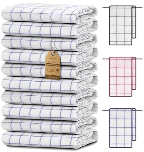 NatureMark 10er Pack Geschirrtücher 50x70 cm – 100% Baumwolle, saugstark & strapazierfähig – Küchentücher, Geschirrhandtücher in Royal Blau inklusive E-Book!