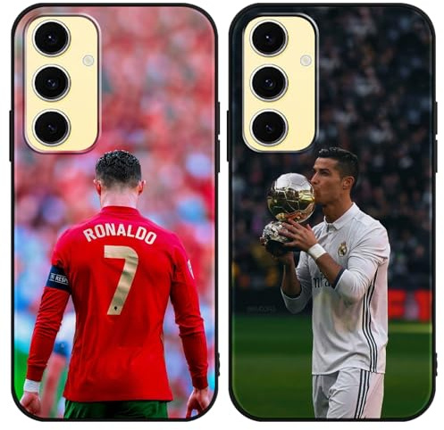 TBNMBGY 2 Stück Handyhülle für Samsung Galaxy S25 5G Hülle, Schutzhülle Soccer Star Fußball Fußballspieler Muster Silikon TPU Kratzfest Stoßfest Handyhülle Cover Case HandyCover, Sport