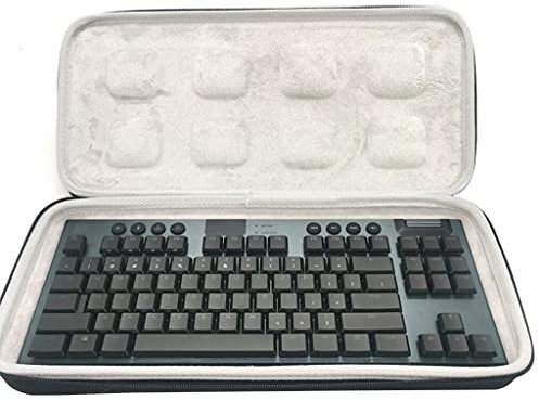 ohodhmnu Hartschalen-Schutzhülle für G913/G913 TKL Bluetooth-kompatible Tastatur, schwarz, Tragetasche, weiches graues Futter