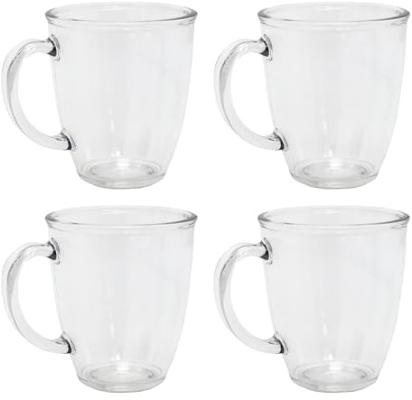 Carousel Home Set of 4 Clear Plastic Coffee Cups | Durable Acrylic Scratch-proof Dishwasher-safe Tea Cups | Reusable Drinkware Outdoor Picnic Mugs - 380ml