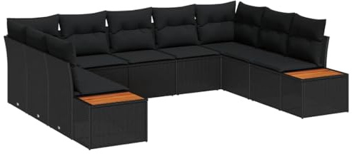 vidaXL Gartensofa-Set 9 STK. Schwarz Poly Rattan