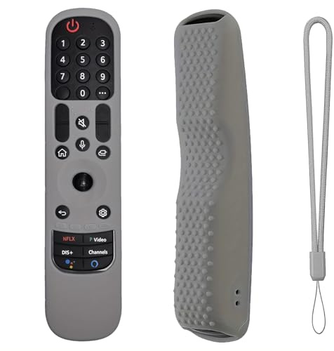 MRSVI Silicone Cover for MR24GA/MR21GA/MR22GN/MR23GA Protective Case Compatible with LG Magic TV C2 C3 G3 OLED Remote Control Slicone Sleeve with Lanyard (Glow Blue) (Grey)