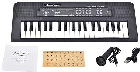 Juarez Junior 37 Key Electronic Keyboard with Microphone and USB Power Cable, Single Speaker JJRK-370