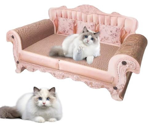 Cat Scrather Lounge – Schlafsofa zum Kratzen, Pad-Zubehör aus Karton | Kratzbrett Rosa 60 x 24 cm, langlebig, für Katzen im Innenbereich, sauberes Design ohne Nachricht, entspannter Schlaf, Pflege