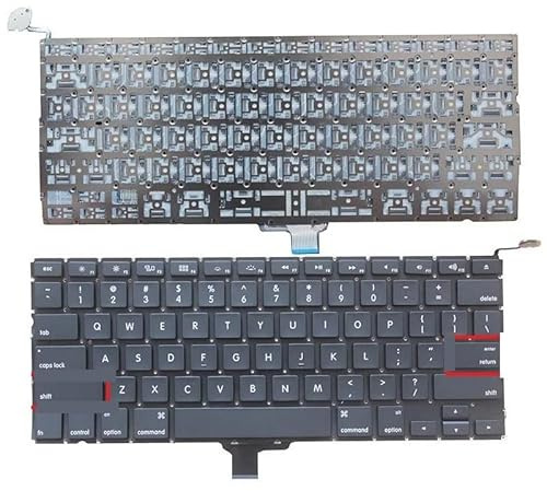 ZMHYGEW Teclado para MacBook Pro de 13 A1278 (años 2009, 2010, 2011 y 2012) en Ruso, Estadounidense, británico, árabe, Sueco, español, portugués, francés danés(US No Backlit)