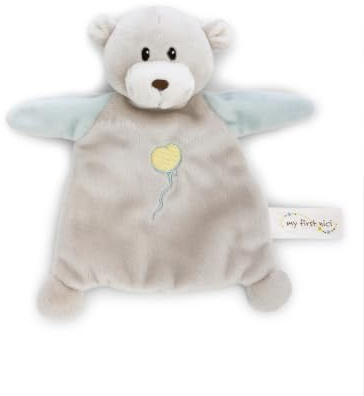NICI Schmusetuch Bär Finni 20x17cm - grau - 62983 | Kuscheltuch für Babys & Kleinkinder, Baby Kuscheltier Schnuffeltuch für Mädchen & Jungen, flauschige Einschlafhilfe