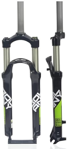 HWEVDHJ 24 Pollici Forcella Ammortizzata per Mountain Bike Corsa 100mm Forcella Anteriore Meccanica Tubo Dritto 1-1/8 Forcellas MTB Freno A Disco QR 9mm Blocco Manuale(Green)