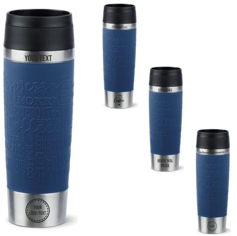 Emsa Tazza da viaggio con incisione, 500 ml, tazza termica personalizzata con nome o logo, tazza termica per caffè e tè da asporto, in acciaio inox, chiusura Quick Press, 100% a tenuta stagna