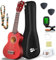 Everjoys Ukulele Soprano per Principiante Bambino Adulto Uculele da 21 Pollici con Borsa, Accordatore, Corde Aggiuntive, Cinturino, Plettri, Mogano