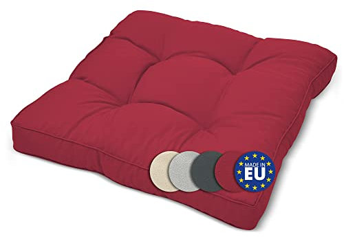 Beautissu Lounge Kissen Outdoor 70x70 cm Rot – Bequemes Sitzkissen Gartenstuhl 10 cm dick Sitzpolster Auflagen für Rattanmöbel Gartenmöbel Polster für Stühle Sessel Stuhlauflage Indoor – xLuna
