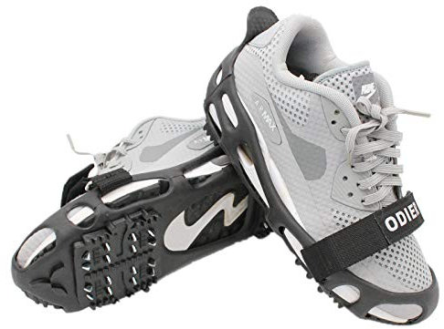 ODIER Shoe Ice Grippers Ourdoor Ice Cleats fit All Kind of Shoes Designed for Walk on Ice Snow and Freezing Mud Ground Must Have Outdoor Sports Activity Accessory (24-Teeth, XL)