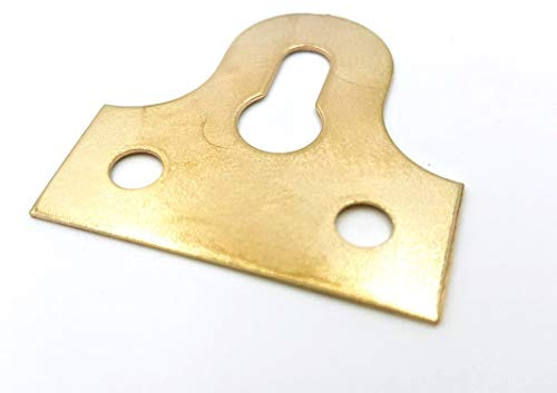 32mm Slotted Picture Mirror Glass Plates - Brass Plated - Secure Frame Mirror Hanging Fixing - Pack of 50