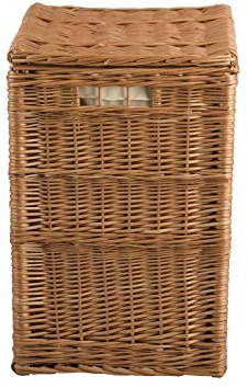 e-wicker24 Weidenkorb zur Aufbewahrung von Gegenständen und als Wäschekorb oder Spielzeugkorb geeignet Wäscheschrank Truhe für Wäsche Wäschepuff aus Weide geflochten (44x34 H52, mit Stoffeinlage)