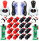 EG STARTS 2 Piezas de Arcade Joystick para Bricolaje codificador USB + 2X Ellipse Oval Joystick Handle 18x Botones Estilo Americano Arcade para PC, MAME, Raspberry Pi, Sistema Windows (Rojo & Negro)