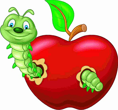 kleberio Aufkleber Apfel mit Wurm selbstklebend Sticker Autoaufkleber Motorradhelm Dekoration Wohnwagen Heckscheibenaufkleber Car Set wetterfest 20 x 18 cm