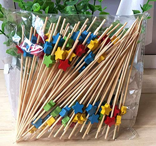 AILEXI Palos De CÓCtel Palos De Madera De 100 Cuentas Suministros Para La Fiesta Volantes Bocaditos Frutas Bocaditos Bocaditos - Estrellas Multicolores